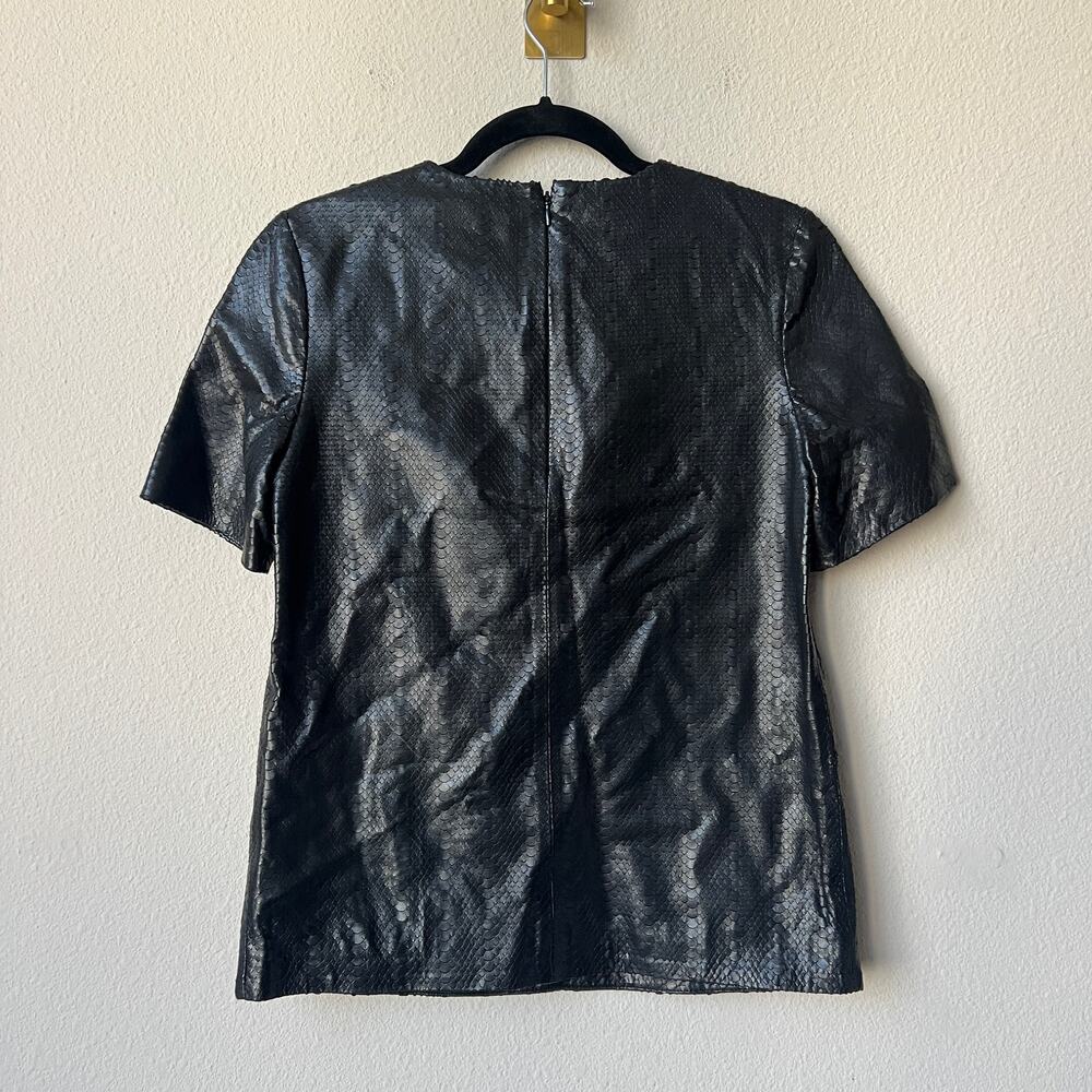 J Brand Black Snakeskin Genuine Lamb Leather Top Size XS - Picture 3 of 7